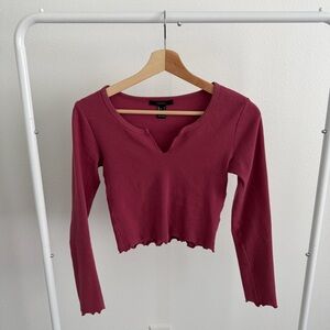 Forever 21 Long Sleeve Mauve/Pink Crop Top